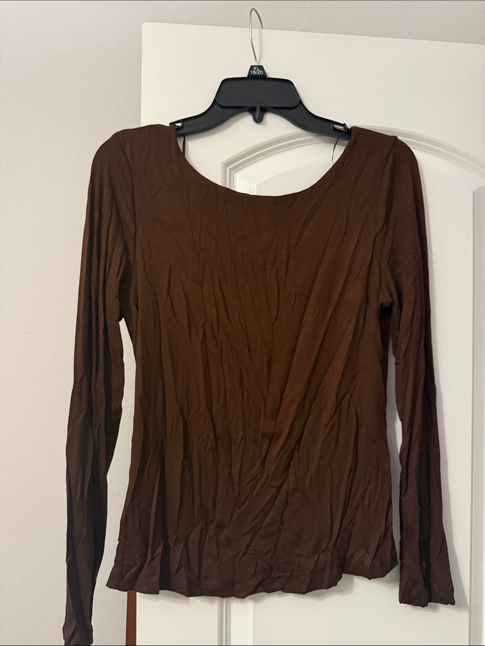 CJLA Long Sleeve Scoop Neck Top - Brown